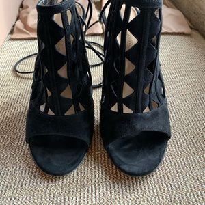 GIANVITO ROSSI BL SUEDE MAXINE SANDALS SIZE 37.5